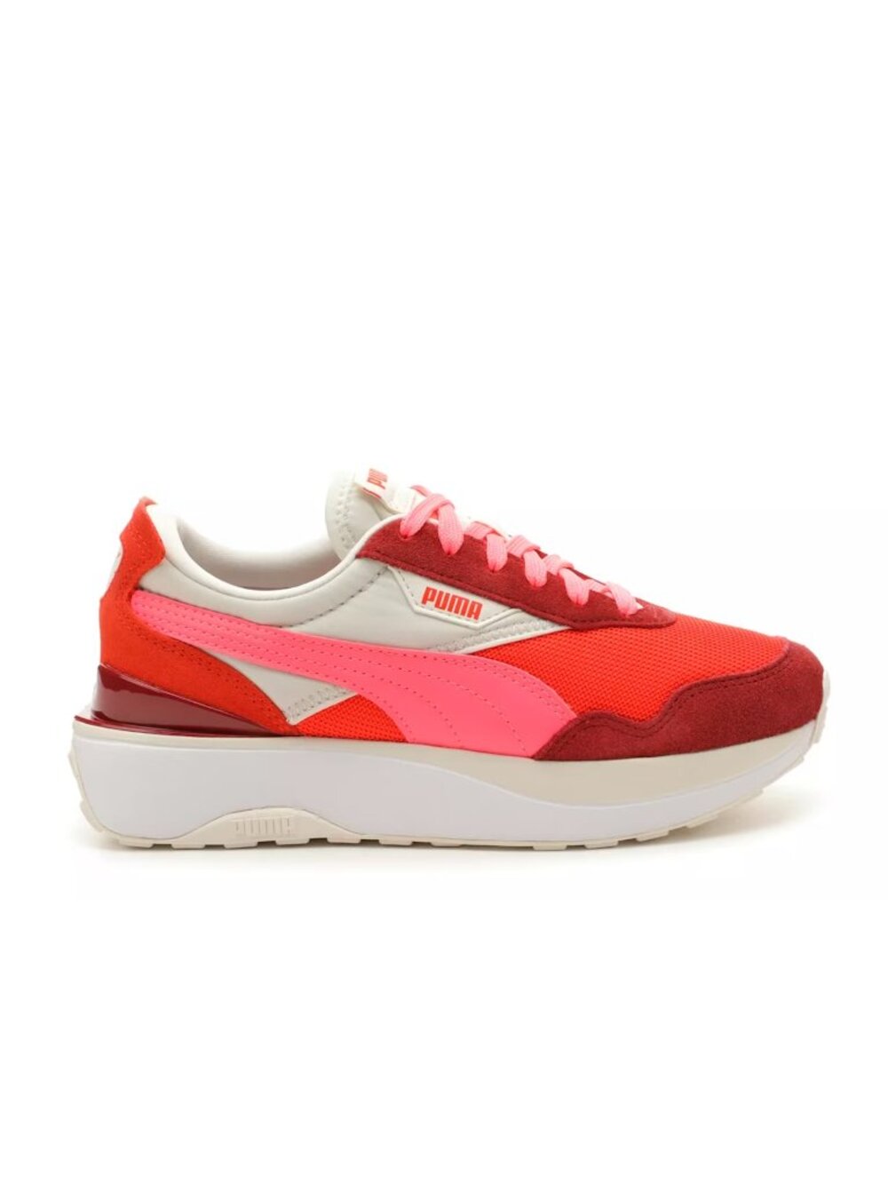 Puma Cruise Rider red pink white platform sneakers sz 6/36
